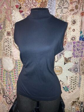 Lands' End Sleeveless Mock Neck Tank Top - Black
